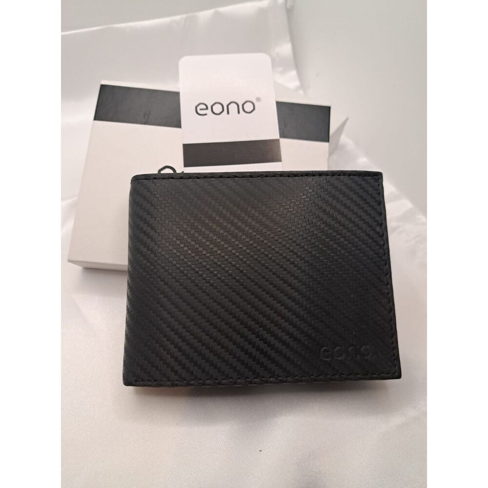 NIB- Eono Genuine Leather XL weave look Leather Black Wallet for Men